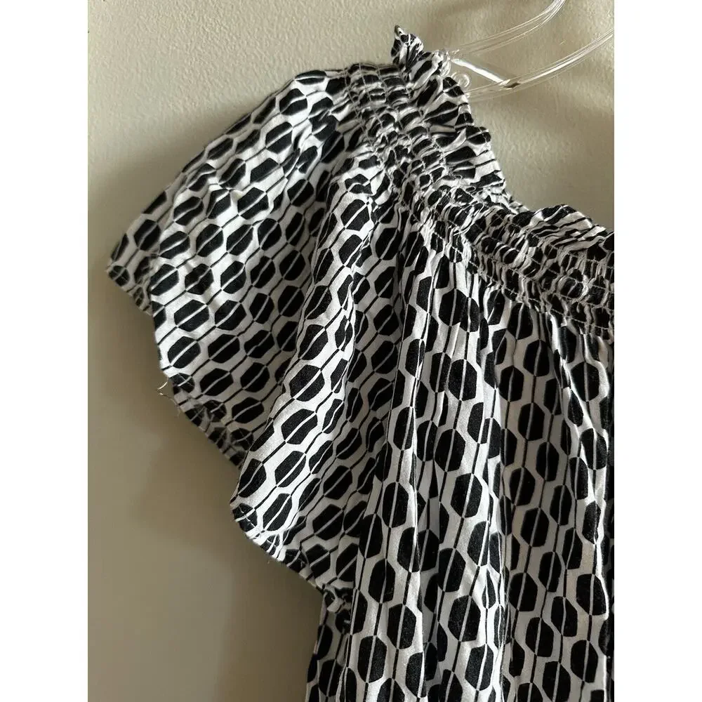 Kate Spade Arrow Black And White Off The Shoulder Peasant Top Size XS Boho